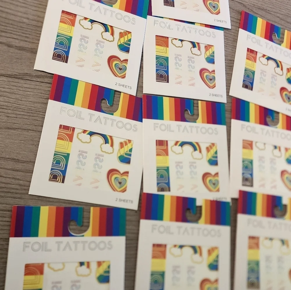 10x Rainbow Foil Tattoos - 2 Sheets EACH New